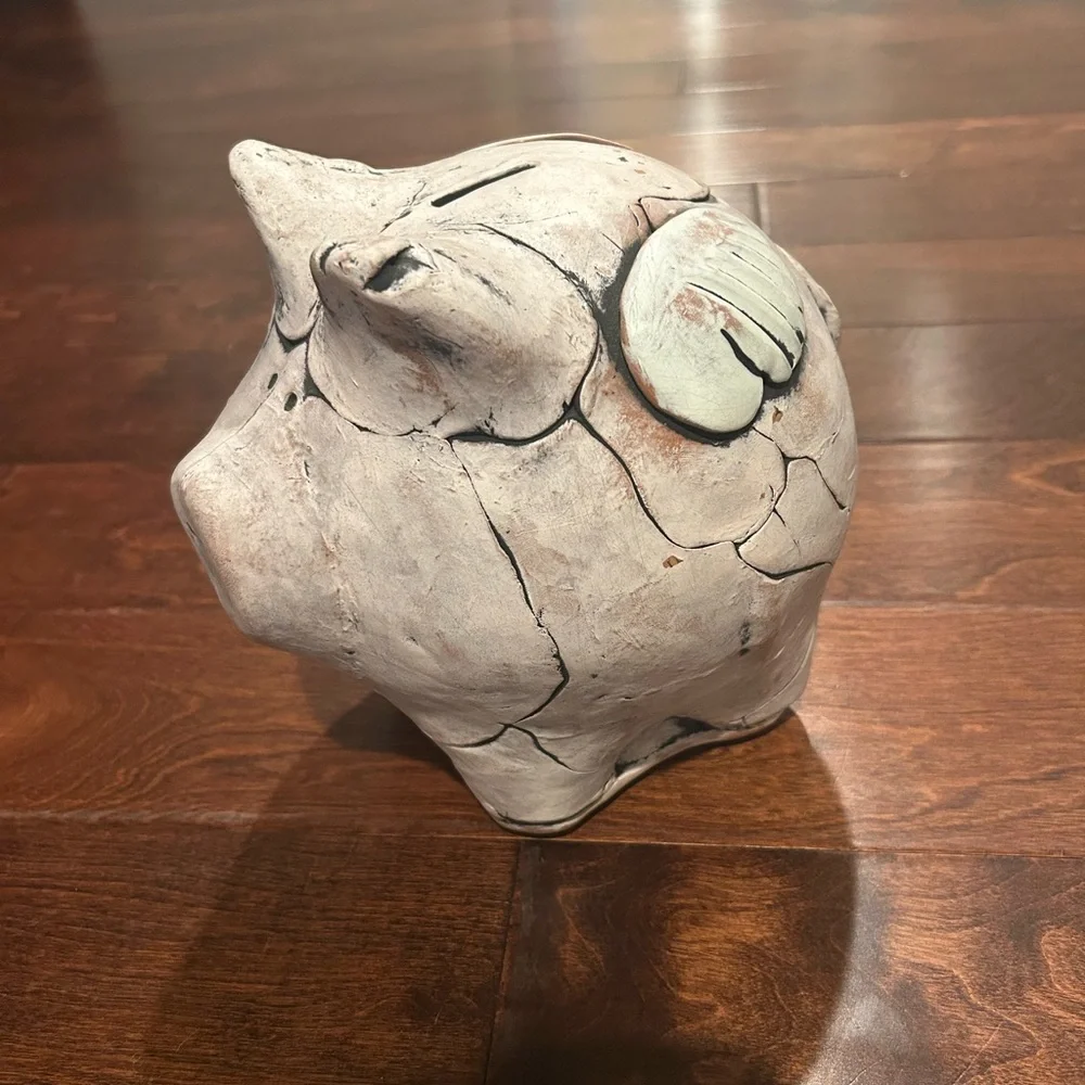 Handmade Ceramic Piggy Bank - Angel - Picture 3 of 7